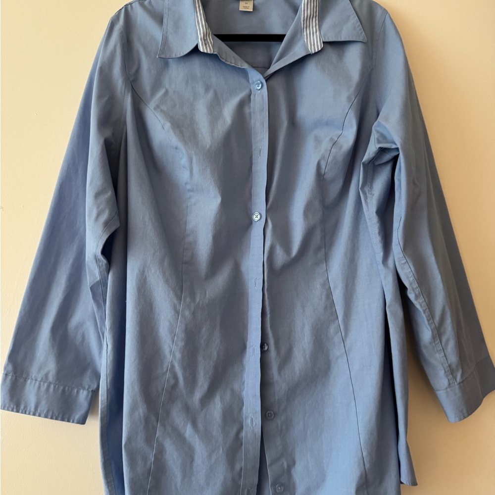 Women's Blue Button-Up Blouse